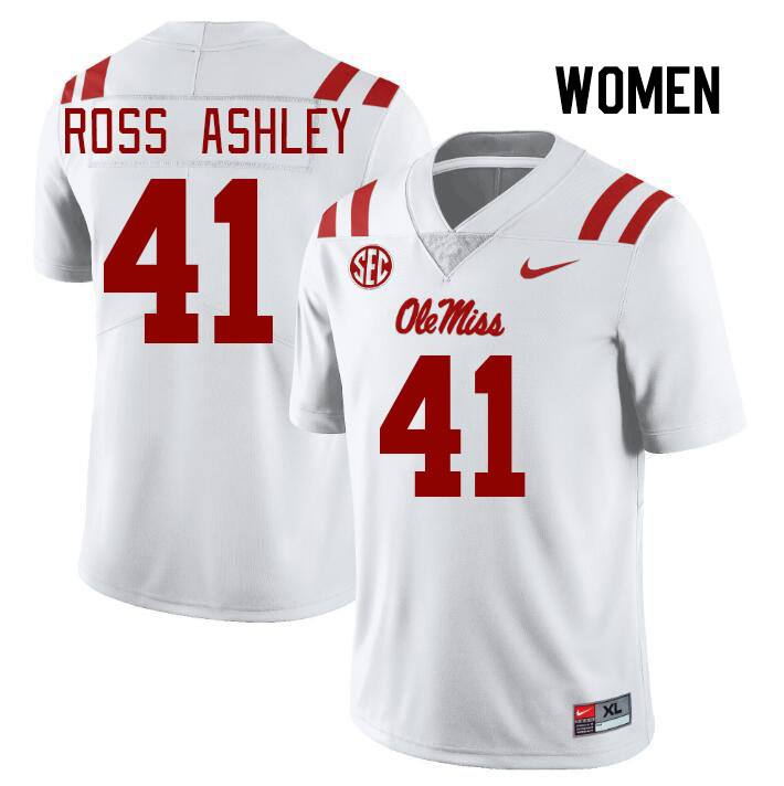 Women #41 John Ross Ashley Ole Miss Rebels College Football Jerseys Stitched Sale-White
